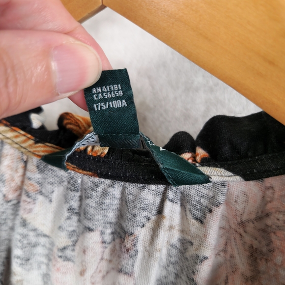 Lauren Ralph Lauren Top Floral Women’s Size XL Linen Blend Black Pink Ruffles - Picture 4 of 10